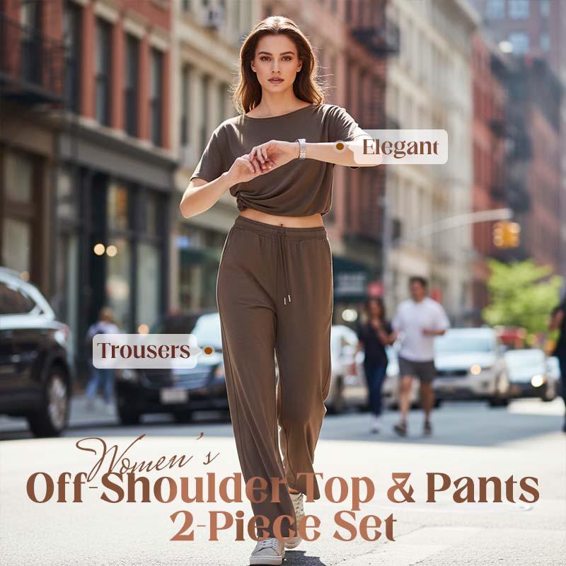 Women's Off-Shoulder Top & Pants 2-Piece Set