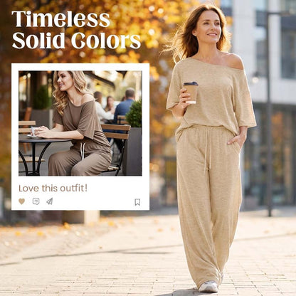 Women's Off-Shoulder Top & Pants 2-Piece Set