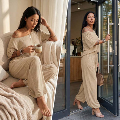 Women's Off-Shoulder Top & Pants 2-Piece Set