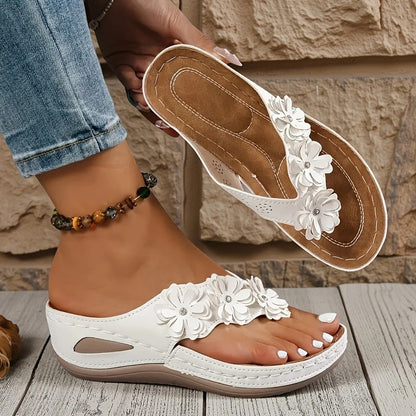 👡Women's Floral Wedge Thong Sandals