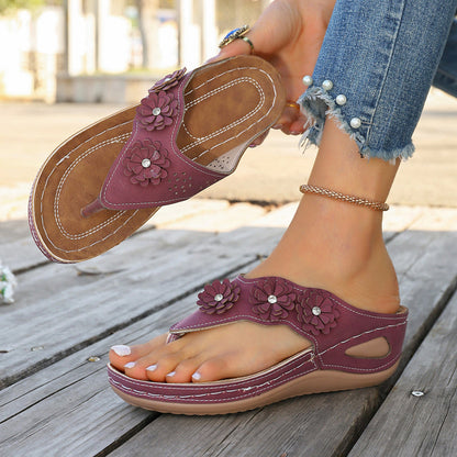 👡Women's Floral Wedge Thong Sandals