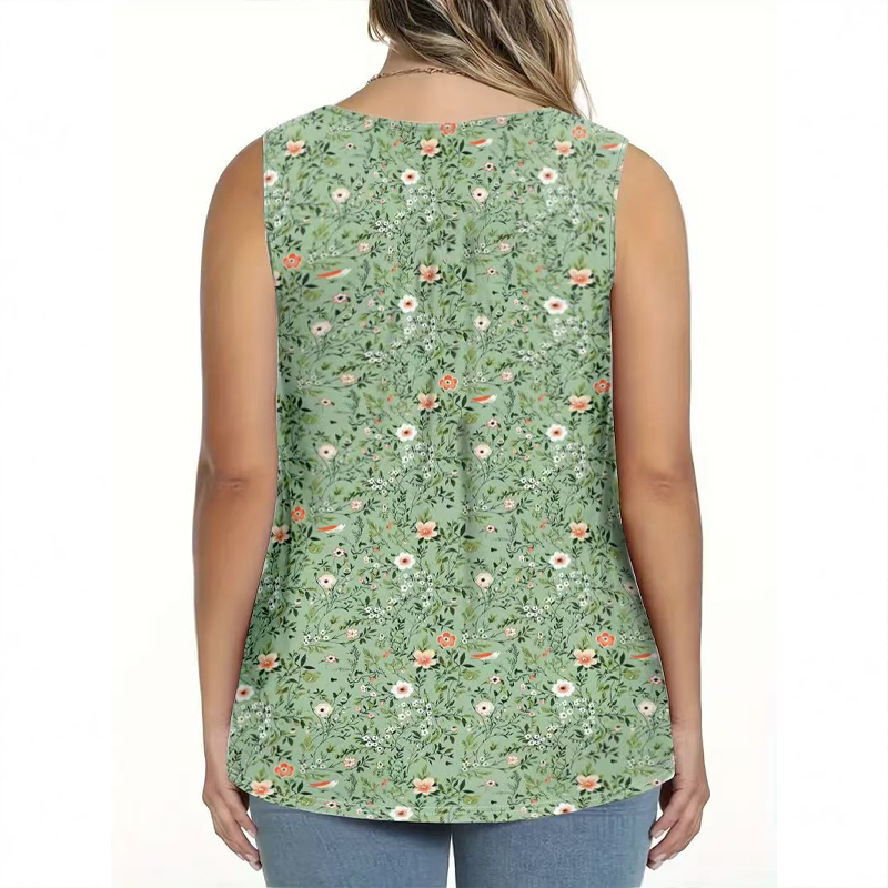 🥳SUMMER HOT SALE🥳💞50K+ SOLD!💥50% OFF! 🔥Women's Printed Button Sleeveless Top – Chic Print, Breathable & Lightweight ✨