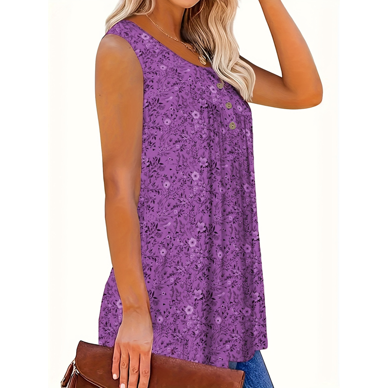 🥳SUMMER HOT SALE🥳💞50K+ SOLD!💥50% OFF! 🔥Women's Printed Button Sleeveless Top – Chic Print, Breathable & Lightweight ✨