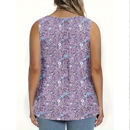 🥳SUMMER HOT SALE🥳💞50K+ SOLD!💥50% OFF! 🔥Women's Printed Button Sleeveless Top – Chic Print, Breathable & Lightweight ✨