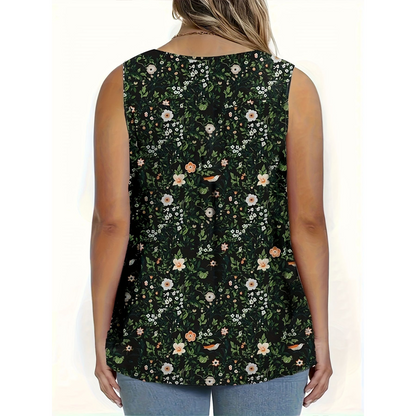 🥳SUMMER HOT SALE🥳💞50K+ SOLD!💥50% OFF! 🔥Women's Printed Button Sleeveless Top – Chic Print, Breathable & Lightweight ✨