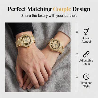 🔥Men's Iced-Out Watch with Rotating Dial – Sparkling Crystals, Precise Quartz & Butterfly Clasp✨