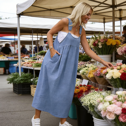 Women's Casual Loose Overall Dress with Pockets