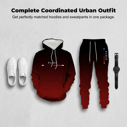 Men's Gradient Tracksuit Set - Hoodie and Sweatpants