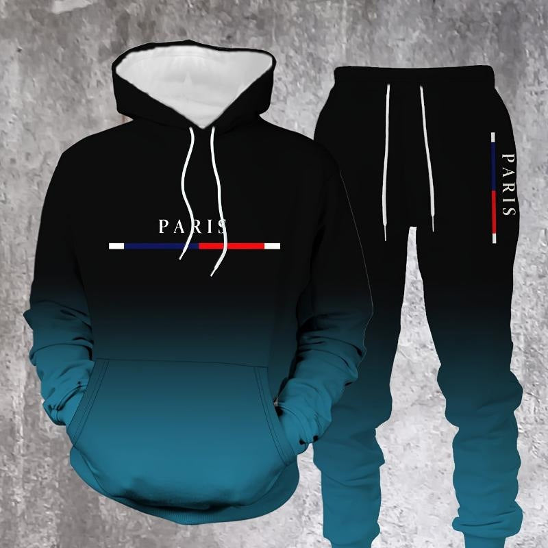 Men's Gradient Tracksuit Set - Hoodie and Sweatpants