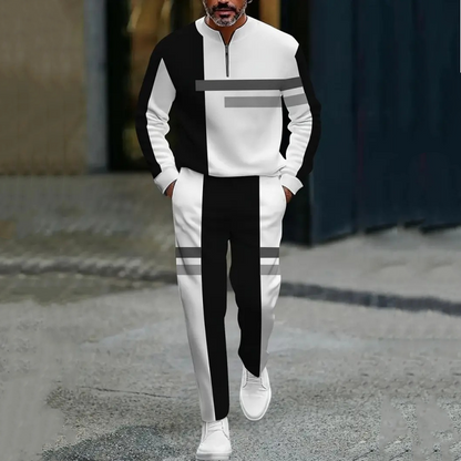 Men's Half-Zip Color Block Tracksuit Set