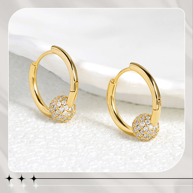 🥳HOT SALE🥳Gold Circle Earrings with Small Ball – Hypoallergenic, Long-Lasting Shine & Perfect for Daily Wear 🌟