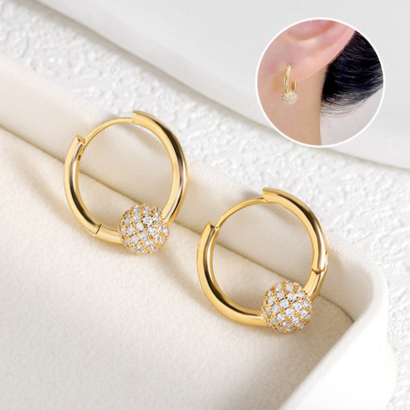 🥳HOT SALE🥳Gold Circle Earrings with Small Ball – Hypoallergenic, Long-Lasting Shine & Perfect for Daily Wear 🌟