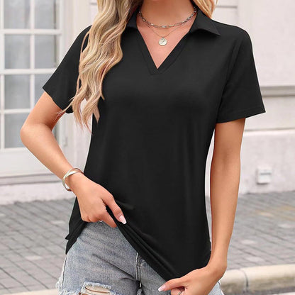 Casual V-Neck Collared T-Shirt for Women