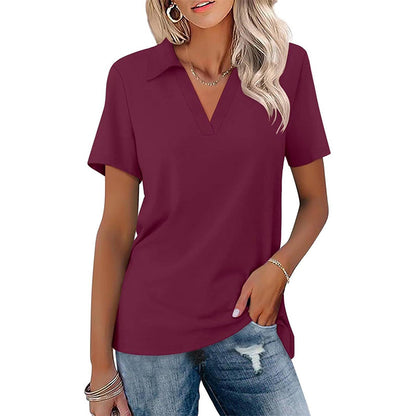 Casual V-Neck Collared T-Shirt for Women