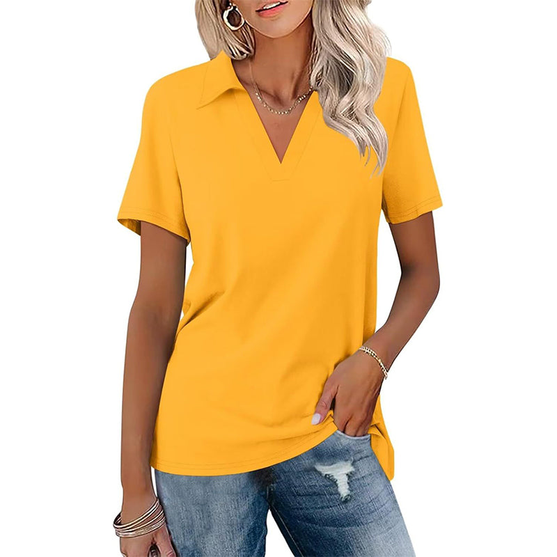 Casual V-Neck Collared T-Shirt for Women
