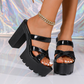 Women's Chunky Heel Platform Slide Sandals