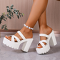 Women's Chunky Heel Platform Slide Sandals