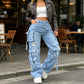 Women's High-Waist Baggy Cargo Jeans
