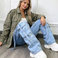 Women's High-Waist Baggy Cargo Jeans