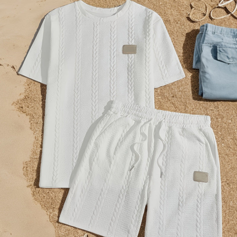 Men’s Casual Solid-Color Two-Piece Loungewear Set