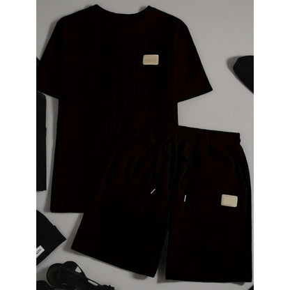 Men’s Casual Solid-Color Two-Piece Loungewear Set