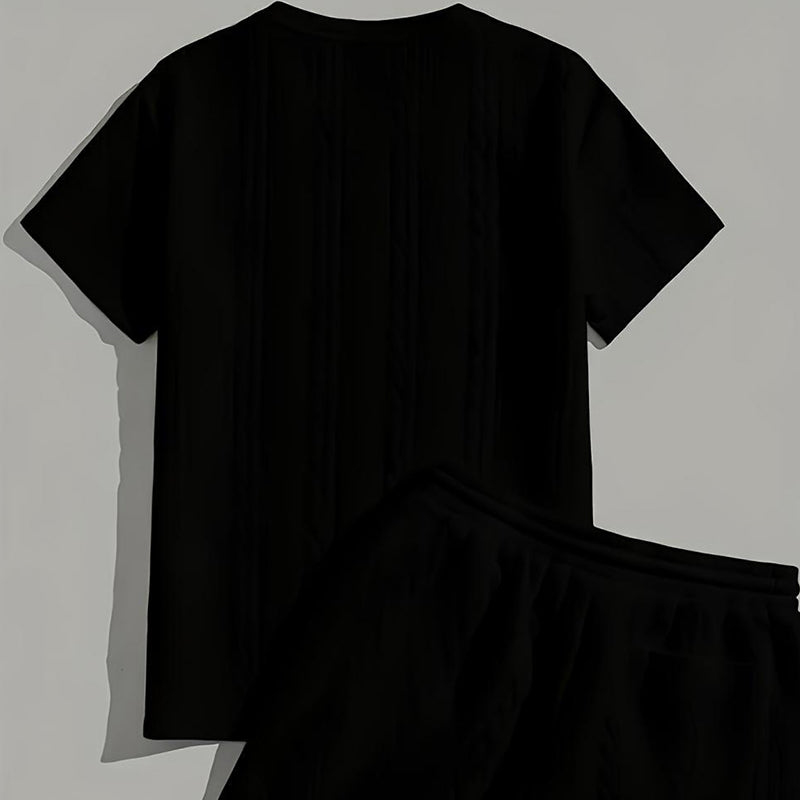 Men’s Casual Solid-Color Two-Piece Loungewear Set