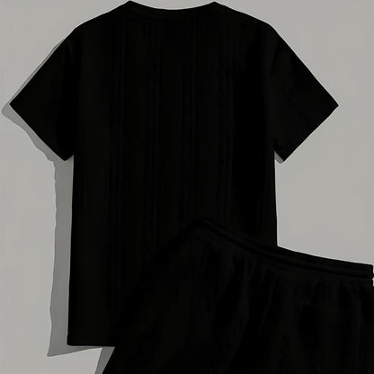 Men’s Casual Solid-Color Two-Piece Loungewear Set