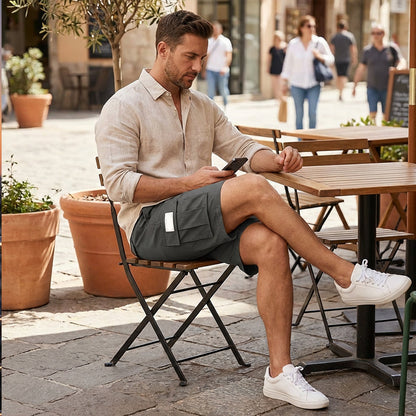 Men's Casual Cargo Shorts with Elastic Waist