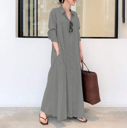 Long-Solid, Simple and Long-Coloured Sleeve Dress