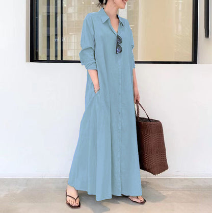 Long-Solid, Simple and Long-Coloured Sleeve Dress