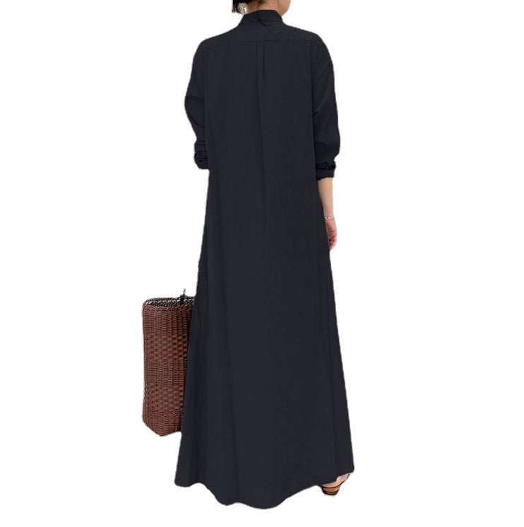 Long-Solid, Simple and Long-Coloured Sleeve Dress