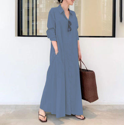 Long-Solid, Simple and Long-Coloured Sleeve Dress