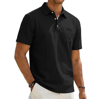 Men's Cotton Linen Short Sleeve Collared Shirt