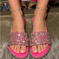 Women's Sparkling Rhinestone Flat Slide Sandals