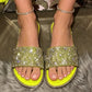 Women's Sparkling Rhinestone Flat Slide Sandals
