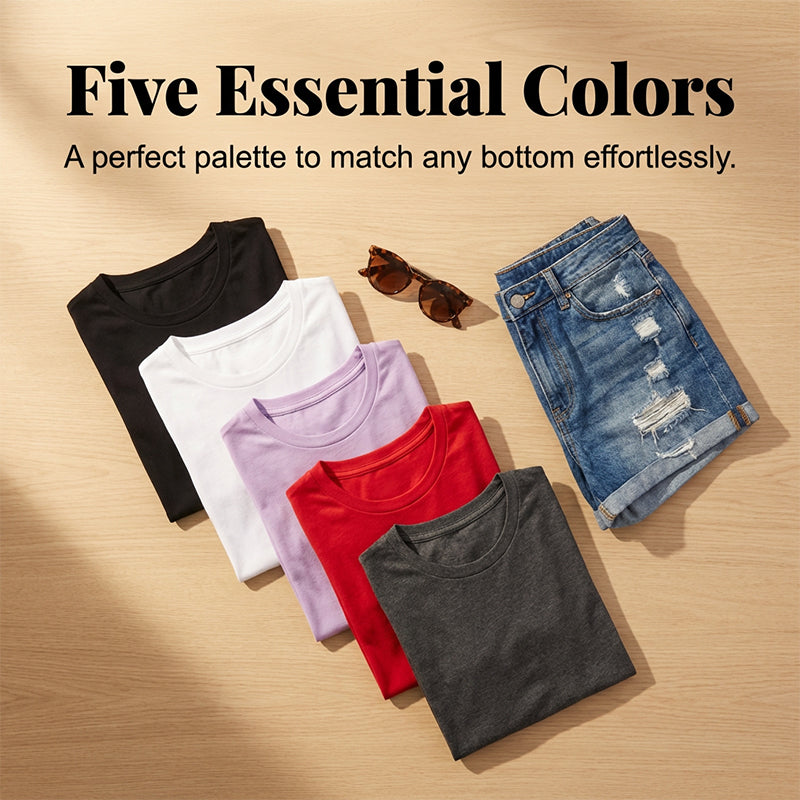 5-Pack Versatile Solid Color T-Shirt