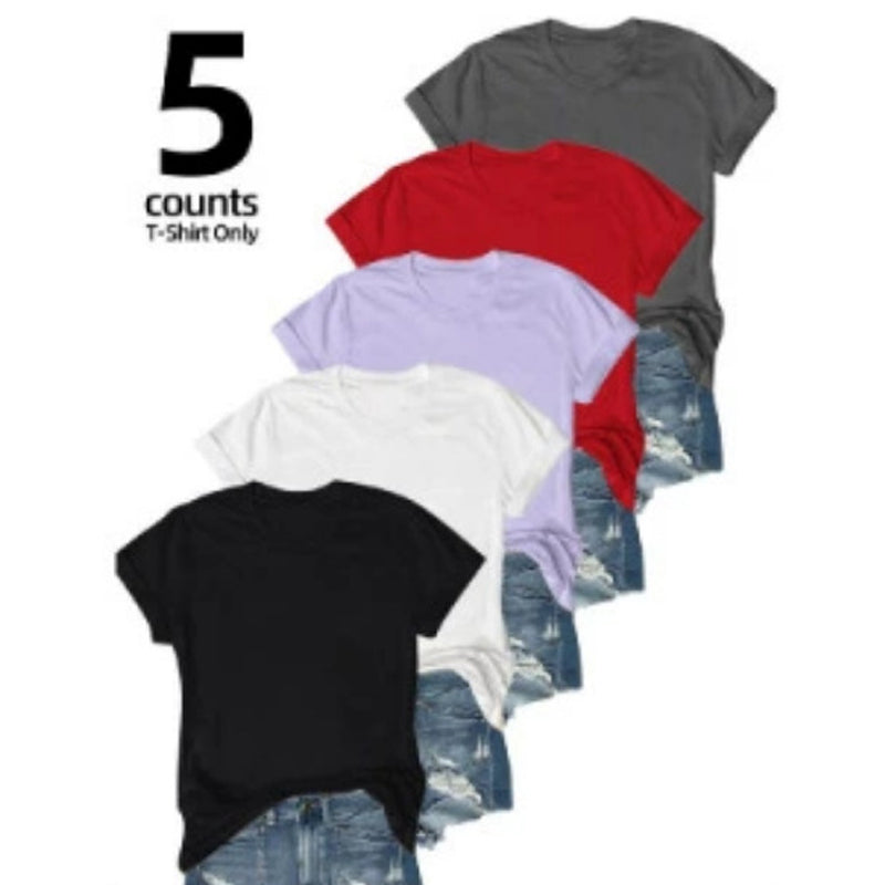 5-Pack Versatile Solid Color T-Shirt