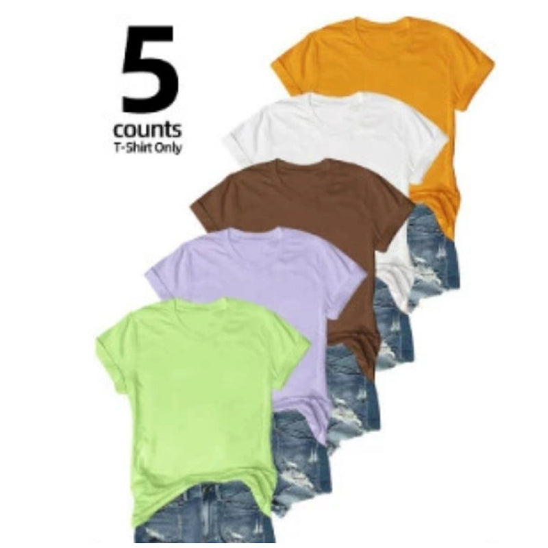 5-Pack Versatile Solid Color T-Shirt