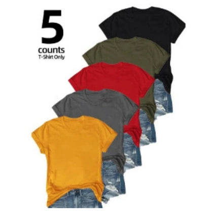 5-Pack Versatile Solid Color T-Shirt
