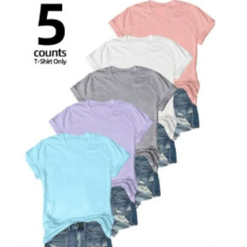 5-Pack Versatile Solid Color T-Shirt