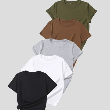 5-Pack Versatile Solid Color T-Shirt