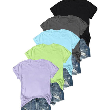 5-Pack Versatile Solid Color T-Shirt
