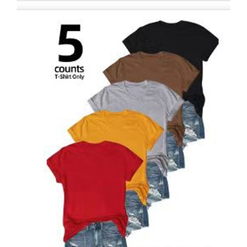 5-Pack Versatile Solid Color T-Shirt