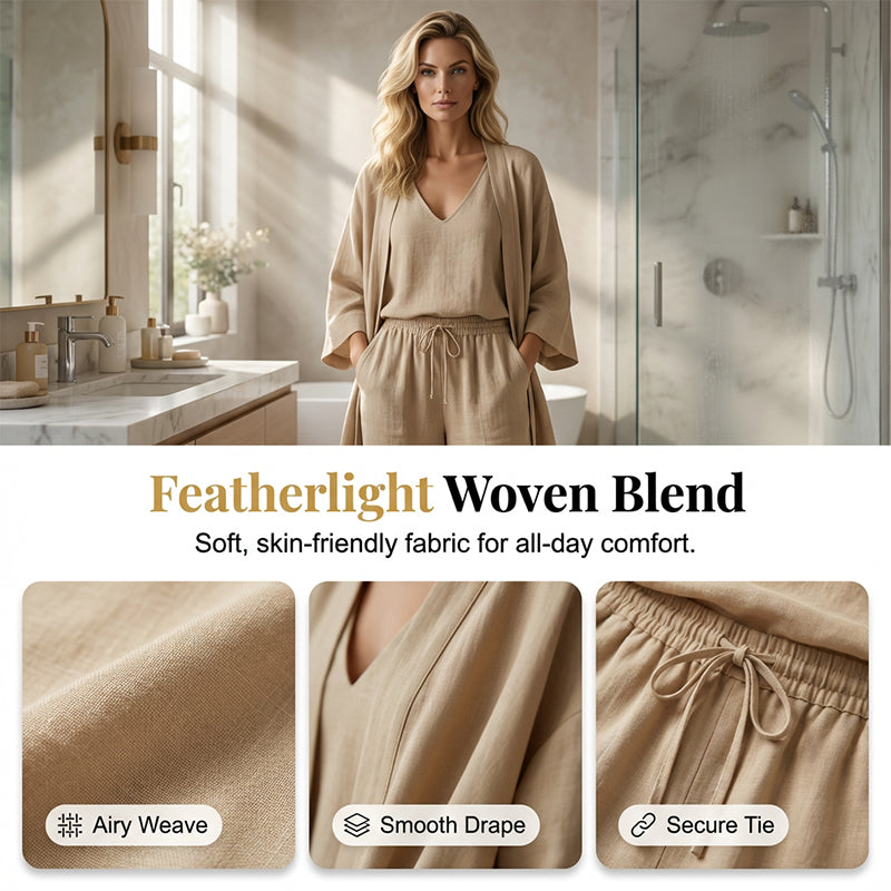 🧥Elegant 3-Piece Set – Wide-Leg Trousers, Inner Top & Cardigan for Effortless Chic 👚👖✨