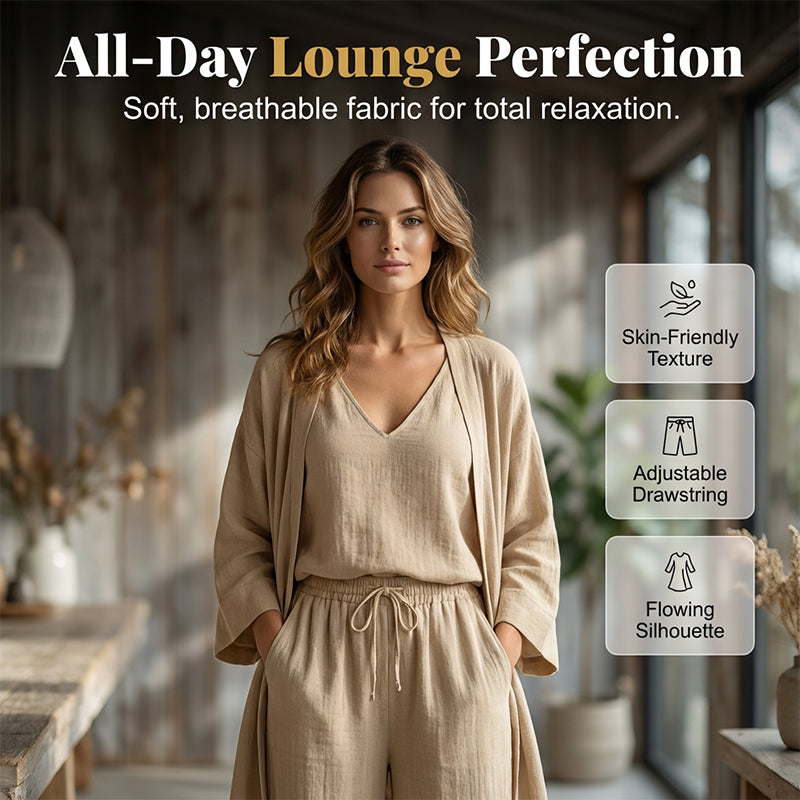 🧥Elegant 3-Piece Set – Wide-Leg Trousers, Inner Top & Cardigan for Effortless Chic 👚👖✨