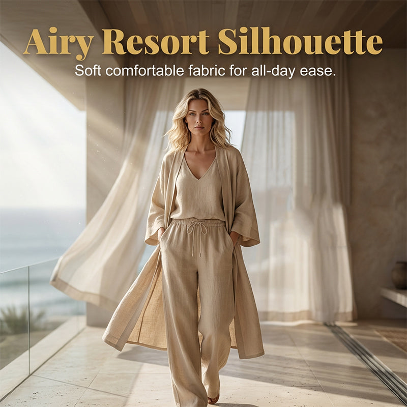 🧥Elegant 3-Piece Set – Wide-Leg Trousers, Inner Top & Cardigan for Effortless Chic 👚👖✨