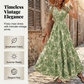 Women's V-Neck Floral Print Smocked Maxi Dress