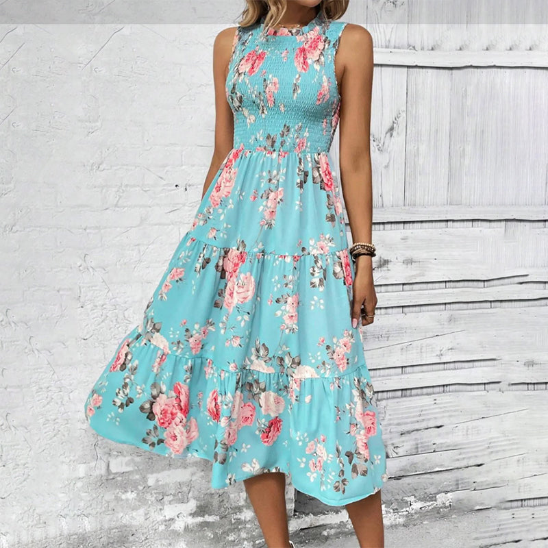 Women’s Sleeveless Floral Print Casual Dress