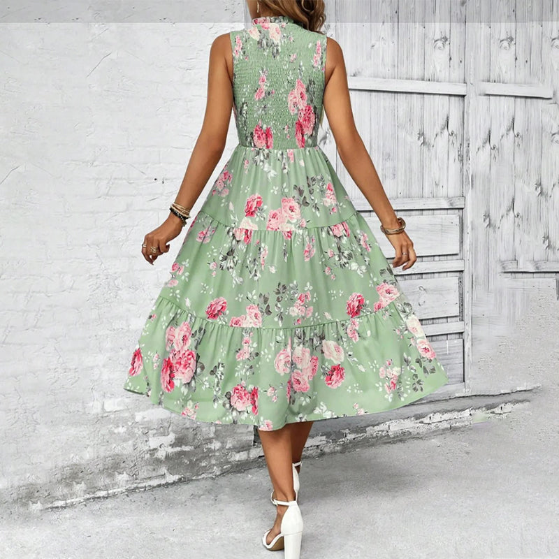 Women’s Sleeveless Floral Print Casual Dress
