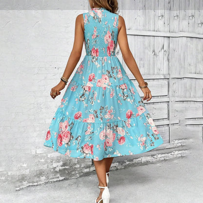Women’s Sleeveless Floral Print Casual Dress